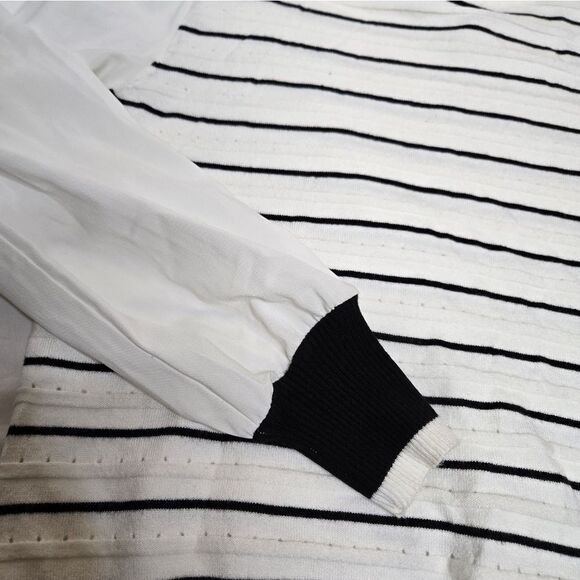 SIONI Milano striped high neck ruffle lightweight sweater S - Picture 8 of 10